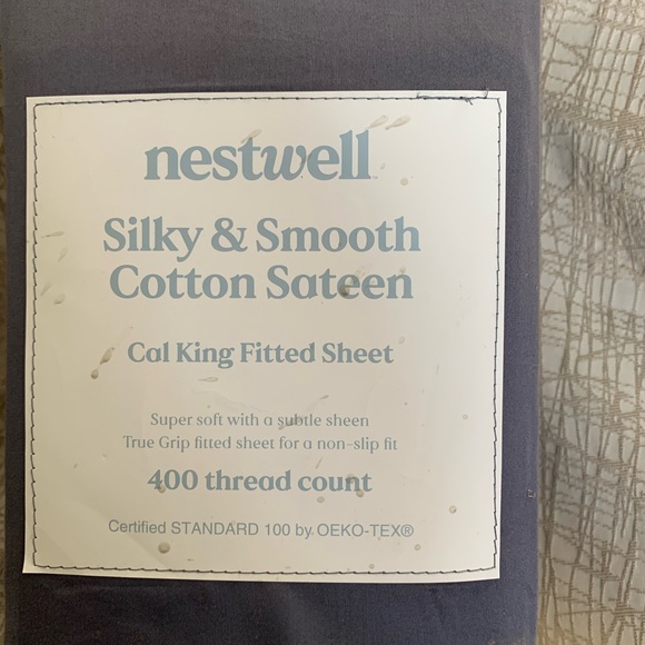 Nestwell Bedding Cal King Single Fitted Sheet Dark Gray Cotton